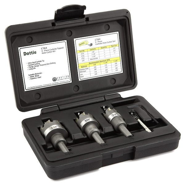 L.H. Dottie 4-Piece Carbide Hole Cutter Kit